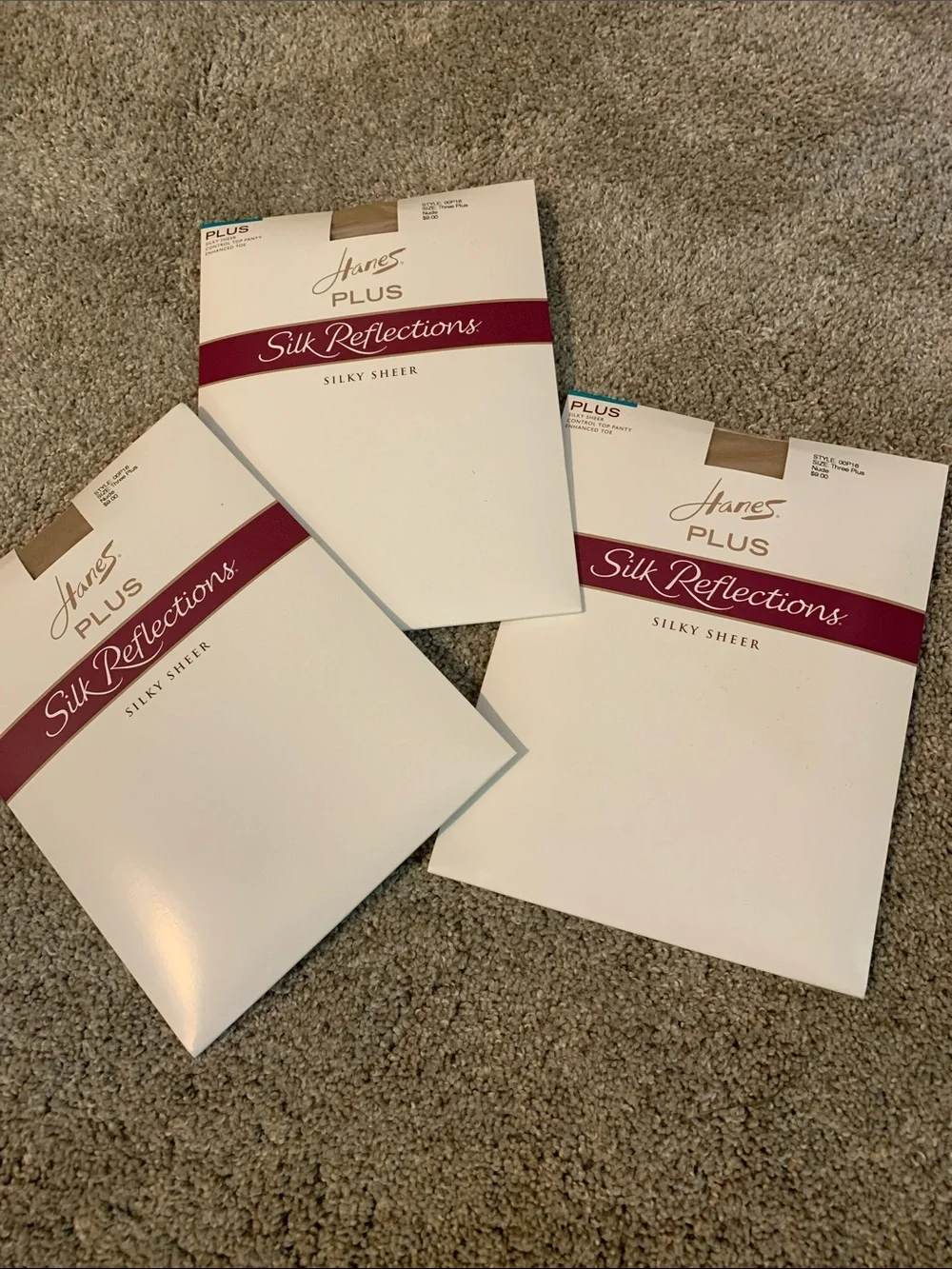 Hanes Plus 3 Pk Silk Reflections Silky Sheer Hosiery Size 3 Plus NEW Color Nude